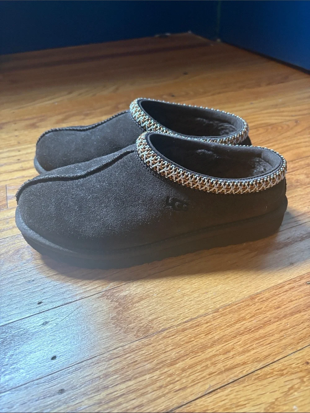 UGG Brown Kids Slip-On Clog with Trim